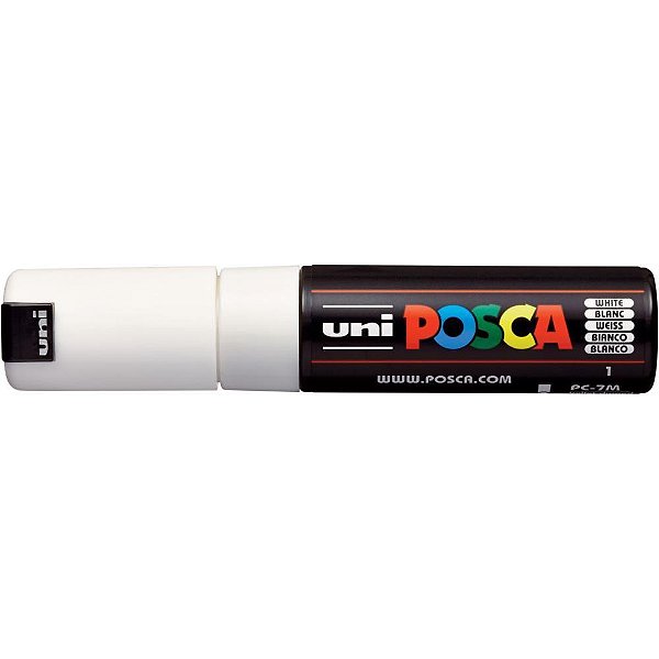 Pincel Marcador Artesanato Posca PC-7M 4.5/5.5MM Branco - Caixa com 06