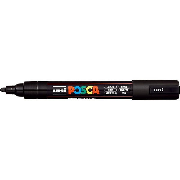 Pincel Marcador Artesanato Posca PC-5M 2.5MM Preta Caixa com 06