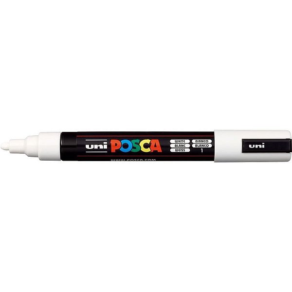 Pincel Marcador Artesanato Posca PC-5M 2,5MM a 6,8MM Branco Caixa com 6