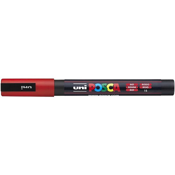Pincel Marcador Artesanato Posca PC-3M Fine Line Vermelho Caixa C/06