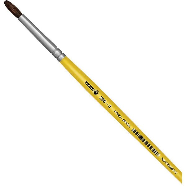 Pincel Escolar Redondo 266 Nº 08 Amarelo