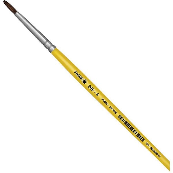 Pincel Escolar Redondo 266 Nº 04 Amarelo