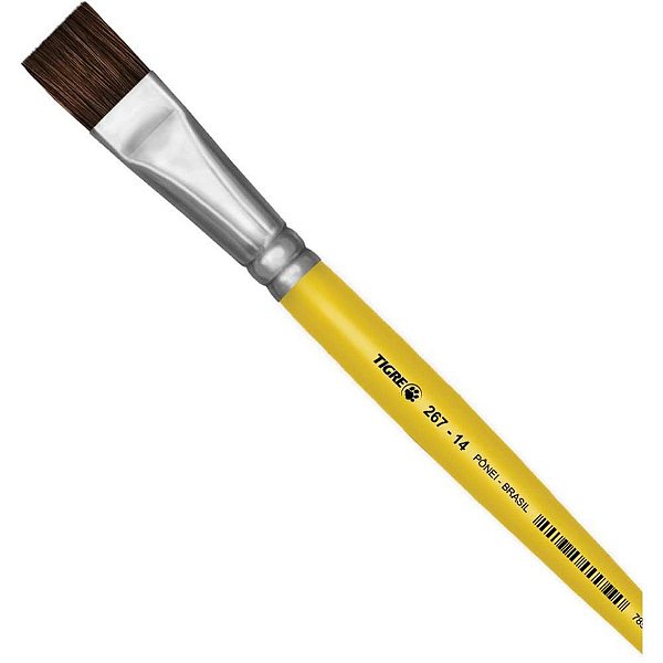 Pincel Escolar Chato 267 N14 Amarelo