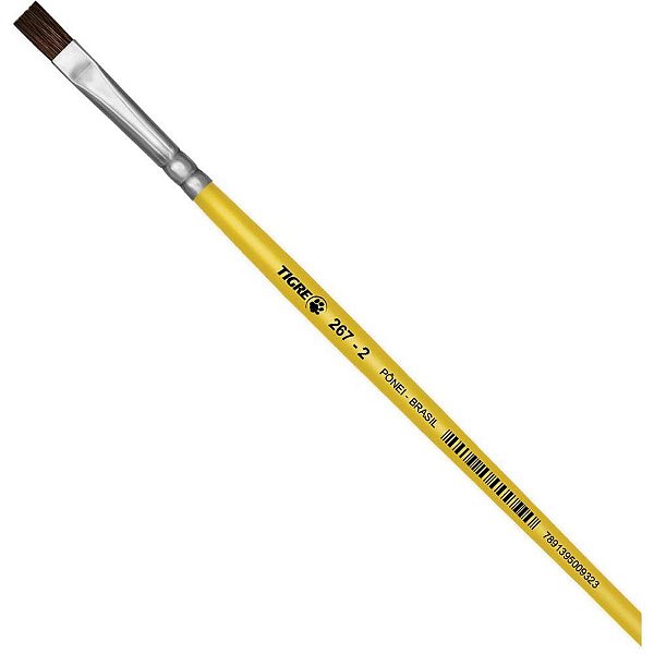 Pincel Escolar Chato 267 Nº 02 Amarelo
