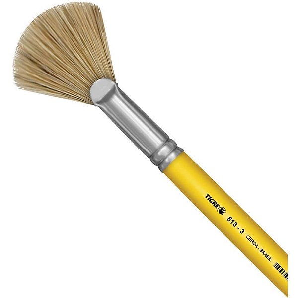 Pincel Artesanal FAN Leque 818 N03 Amarelo PCT com 03