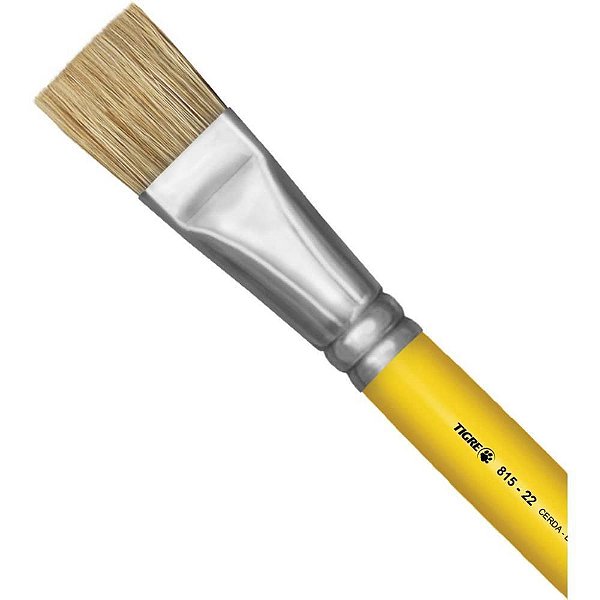 Pincel Artesanal Chato 815 N22 Amarelo – Cerdas Naturais – Pacote com 6