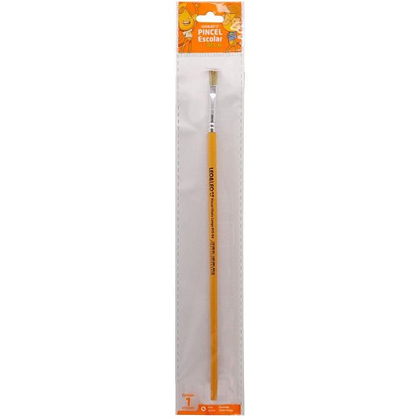 Pincel Artesanal Chato 815 Nº 04 Amarelo LEO&LEO Blister com 1 Unidade