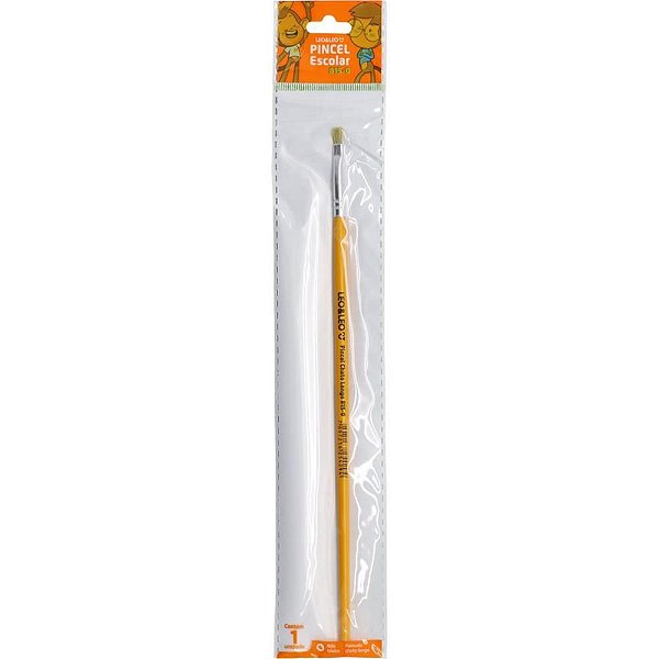 Pincel Artesanal Chato 815 N°0 Amarelo - Blister com 1