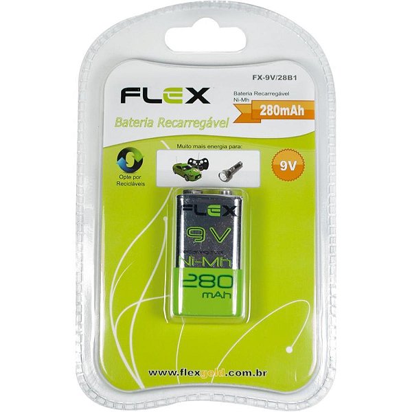 Pilha Bateria 9V Recarregável 28B1 280 MAH