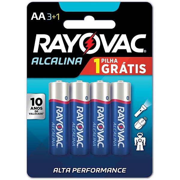 Pilha Alcalina Pequena AA Leve 4 Pague 3 Blister com 4