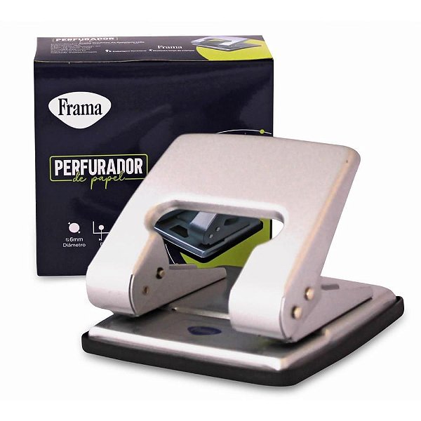 Perfurador de Papel Metal Médio Prata - 20 Folhas