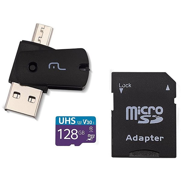 Pen Drive USB KIT 3 em 1 128GB Micro SD/ADAPTADOR