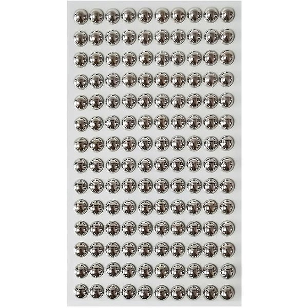 Pedraria 1/2 Pérola 8MM Prata Adesiva Pacote com 12