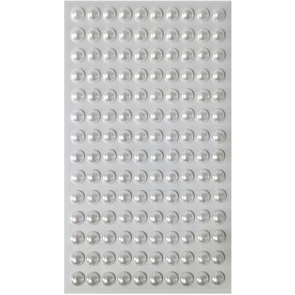 Pedraria 1/2 Pérola 8MM Branca Adesiva - Pacote com 12 Unidades