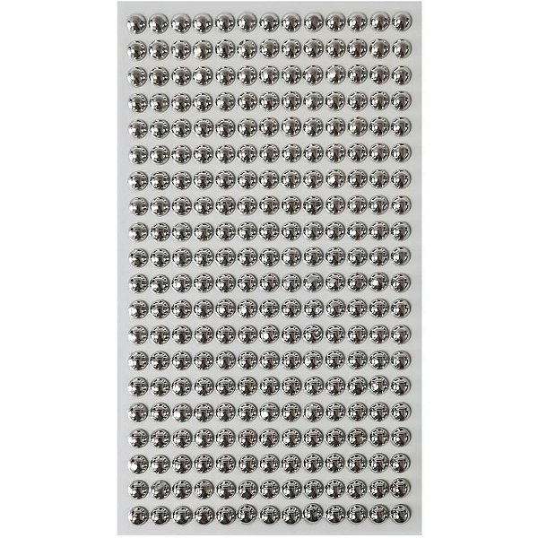 Pedraria 1/2 Pérola 6MM Prata Adesiva – Pacote com 12 Unidades