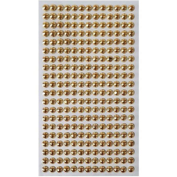 Pedraria 1/2 Pérola 6MM Ouro Adesiva PCT com 12