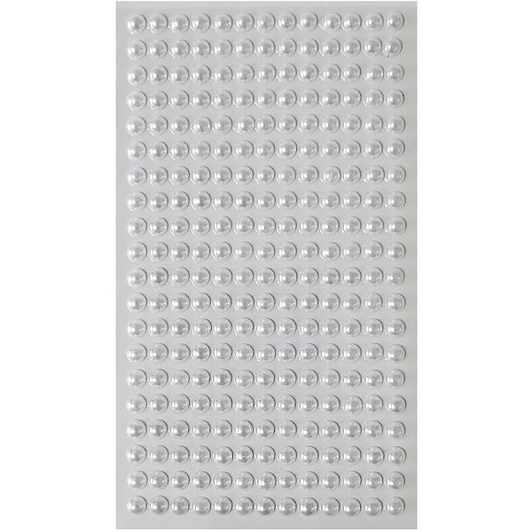 Pedraria 1/2 Pérola 6MM Branca Adesiva - Pacote com 12
