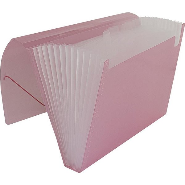 Pasta Sanfonada Plástica A4 com 12 Divisões - Rosa