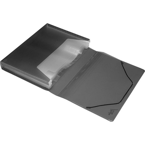 Pasta Sanfonada Plástica A4 12 Divisoes Fume