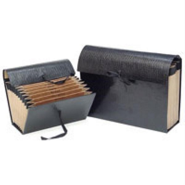 Pasta Sanfonada Papel Duplicata 31 Divisões Preta - 28X25X5CM