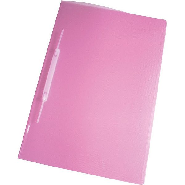 Pasta Grampo Trilho Plástica Ofício Rosa - Pacote com 10 Unidades