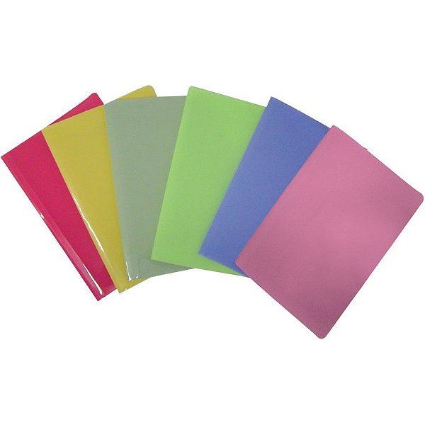 Pasta Grampo Trilho Plástica Ofício Cores Sortidas - Caixa com 50 Unidades