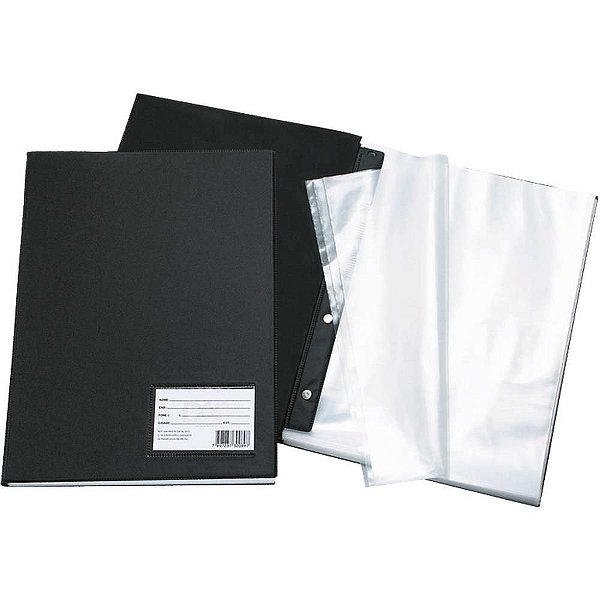 Pasta Catálogo Ofício 10 Envelopes Finos Preta PCT com 10