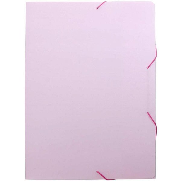 Pasta ABA Elástica Plástica Ofício Serena Rosa Pastel - Pacote com 10