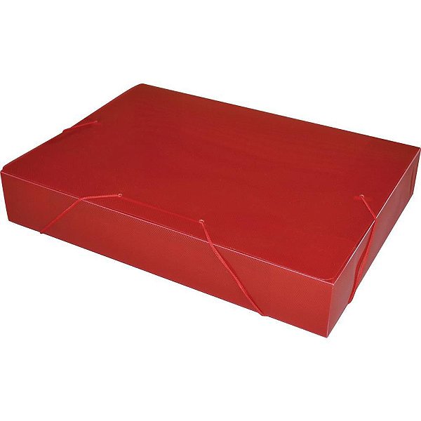 Pasta ABA Elástica Plástica Ofício 55MM Vermelho Pacote com 10
