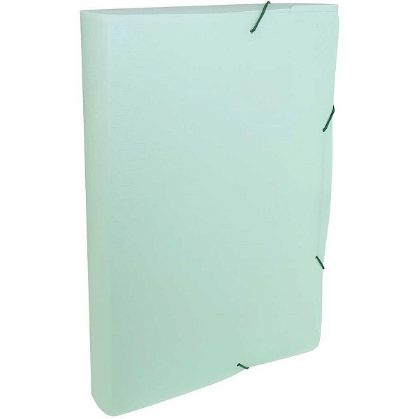 Pasta ABA Elástica Plástica Ofício 40MM Serena Verde Pastel - Pacote com 10 Unidades