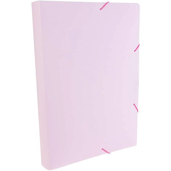 Pasta ABA Elástica Plástica Ofício 40MM Serena Rosa Pastel Pacote com 10