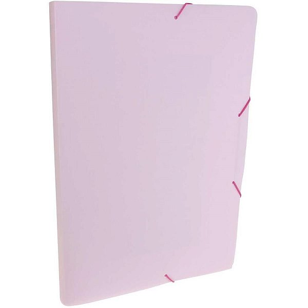 Pasta ABA Elástica Plástica Ofício 20MM Serena Rosa Pastel - Pacote com 10