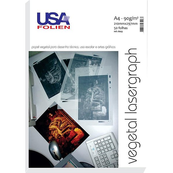 Papel Vegetal Lasergraph A4 90G – Pacote com 50 Folhas
