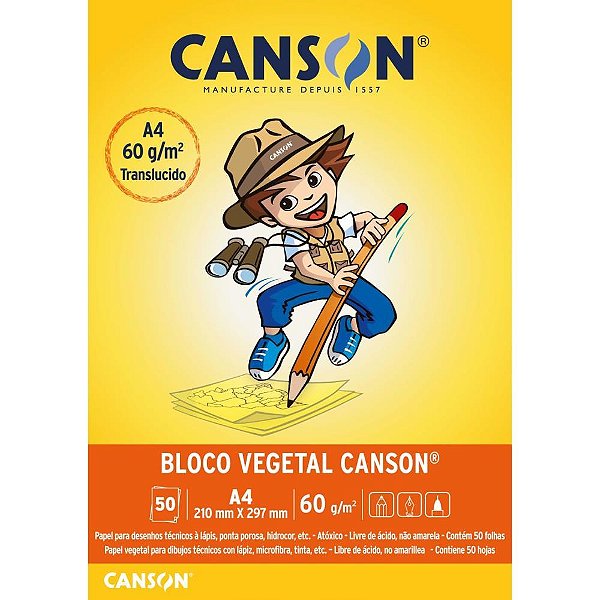 Papel Vegetal Escolar 50 Folhas A4 60G – Bloco Canson