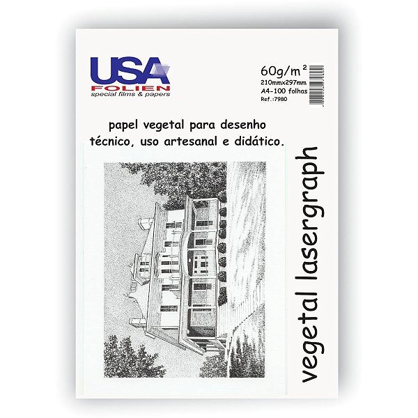 Papel Vegetal A4 60G 210X297MM - Pacote com 100 Folhas