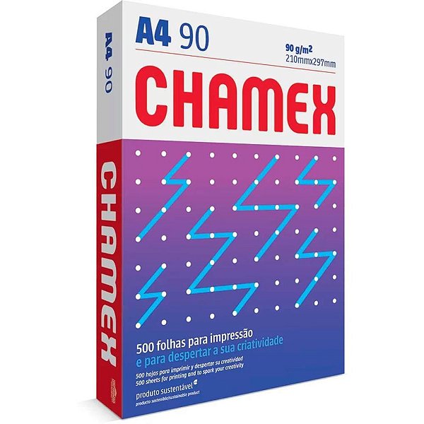 Papel Sulfite A4 Chamex Super 90G 5 Pacotes X 500 Folhas - Caixa com 5