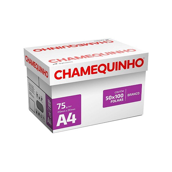 Papel Sulfite A4 Chamequinho 75G Branco 100 Folhas Caixa com 50