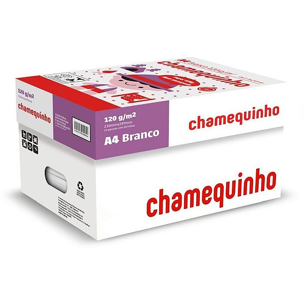 Papel Sulfite A4 Chamequinho 120G Branco - Pacote com 50 Folhas