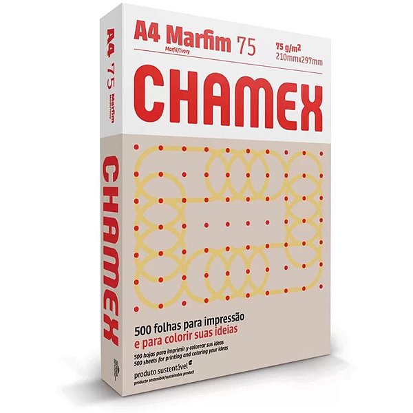 Papel Sulfite A4 Colorido Chamex 75G Marfim - Pacote com 500 Folhas