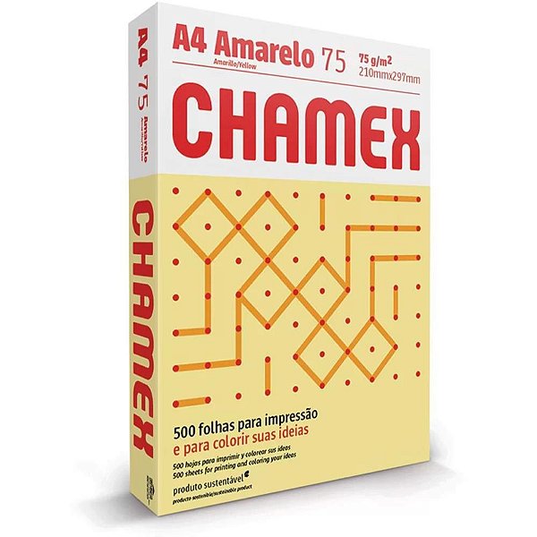 Papel Sulfite A4 Colorido Chamex 75G Amarelo PCT/500