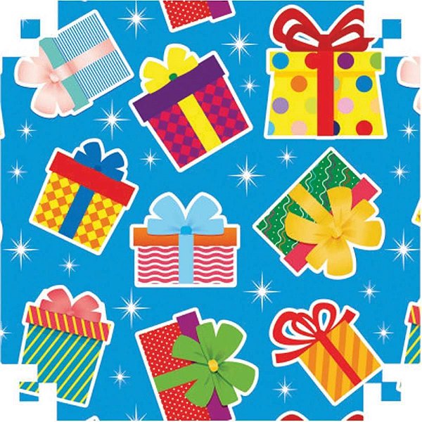 Papel Presente Bobina Couchê 60CM MOD. 429 Presentes em Festas - 100 Metro