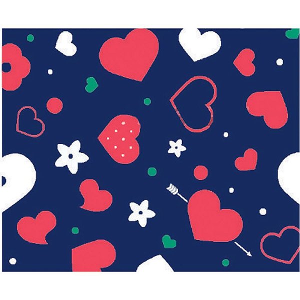 Papel Presente Bobina Couchê 60CM MOD376 Corações - 100 Metros
