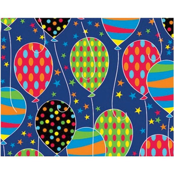 Papel Presente Bobina Couchê 60CM Estampa Balões - 100 Metros