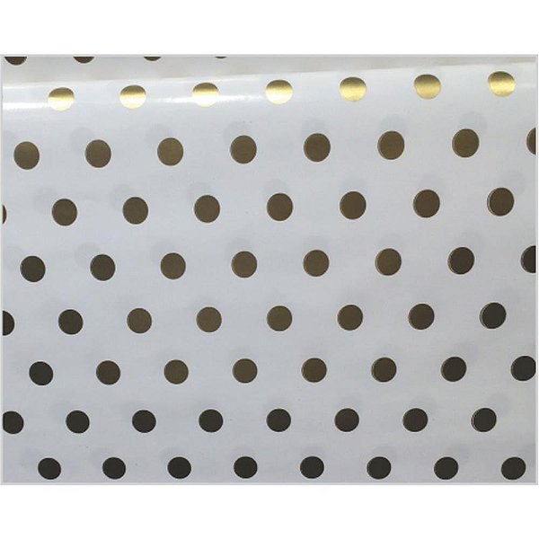 Papel Presente Bobina Couchê 60CM X 100M Bolinhas Ouro
