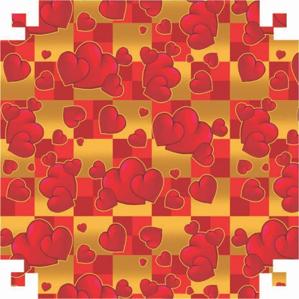 Papel Presente Bobina Couchê 60CM MOD. 235 Coração Vermelho - 100M