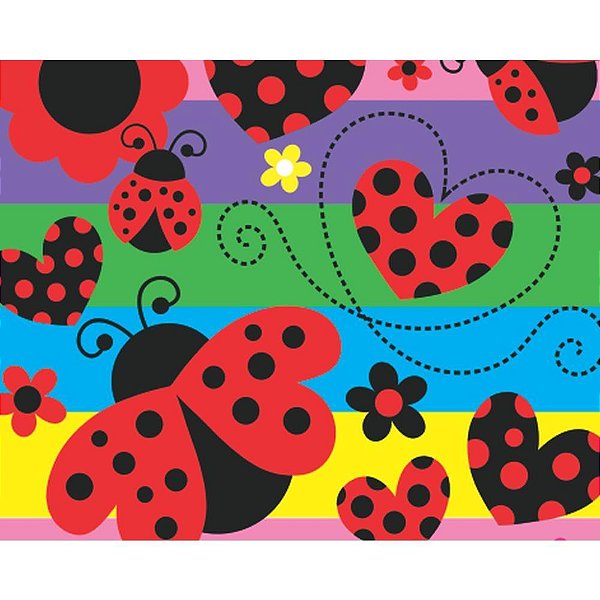 Papel de Presente Bobina Couchê Joaninha 60CM X 100M