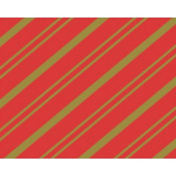 Papel Presente Bobina Couchê 60CM MOD161 Listrado VERMELHO/OURO - 100 Metros