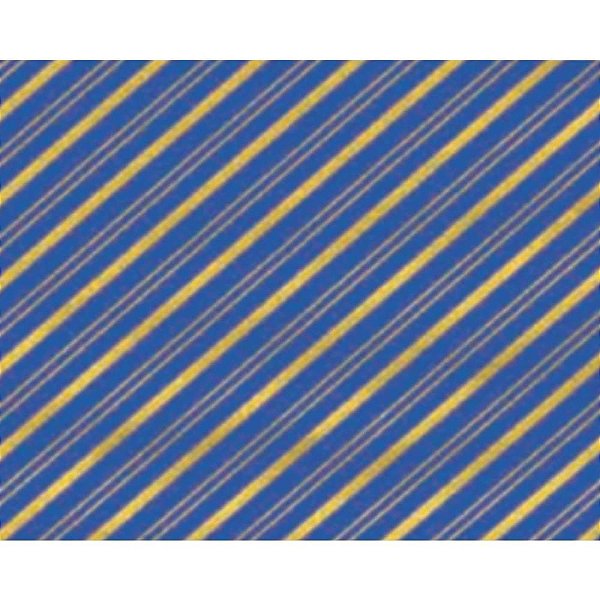 Papel Presente Bobina Couchê 60CM Listrado AZUL/OURO - BO 100 Metros