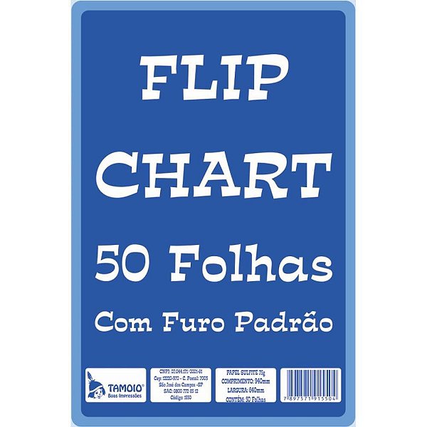 Papel para FLIP-CHART Serrilhado 64X94CM 75G 50FLS PCT com 05