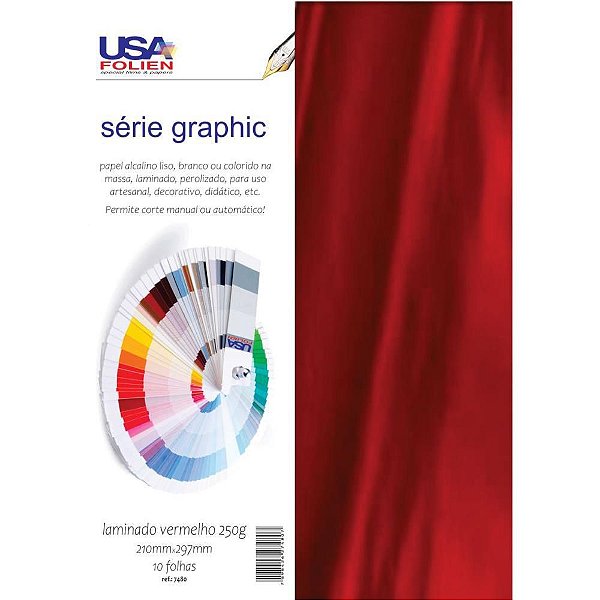 Papel Laminado Vermelho 210X297MM 250G PCT com 10